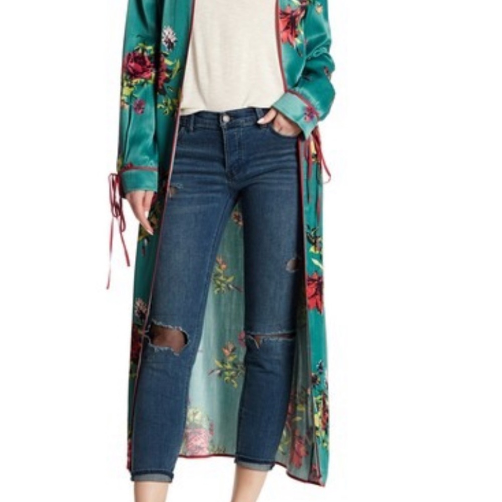 Free People Distressed Fishnet Skinny Jeans